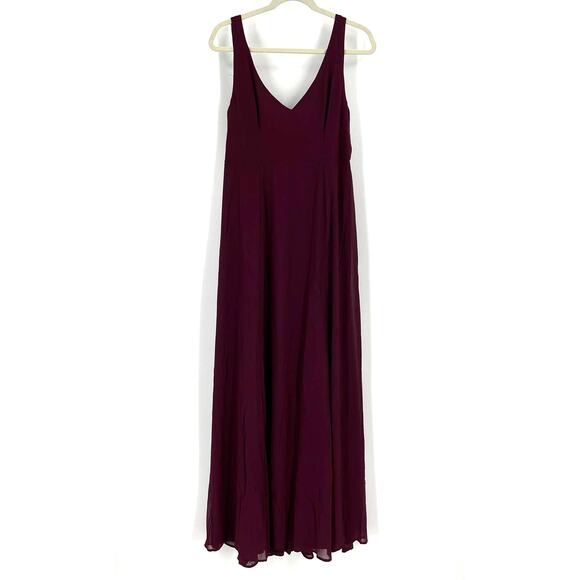 Show Me Your MuMu Jenn Maxi Dress Merlot Chiffon Large NWT - Picture 2 of 8